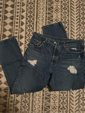 Levi's Straight Leg Distressed Blue Jeans